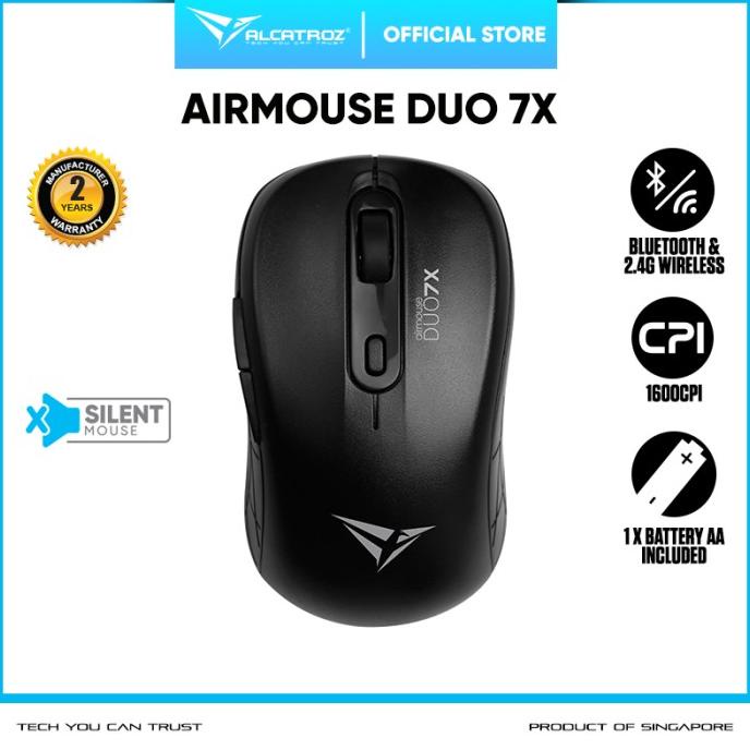 Alcatroz AirMouse Duo 7X Silent Click Wireless Mouse Termurah