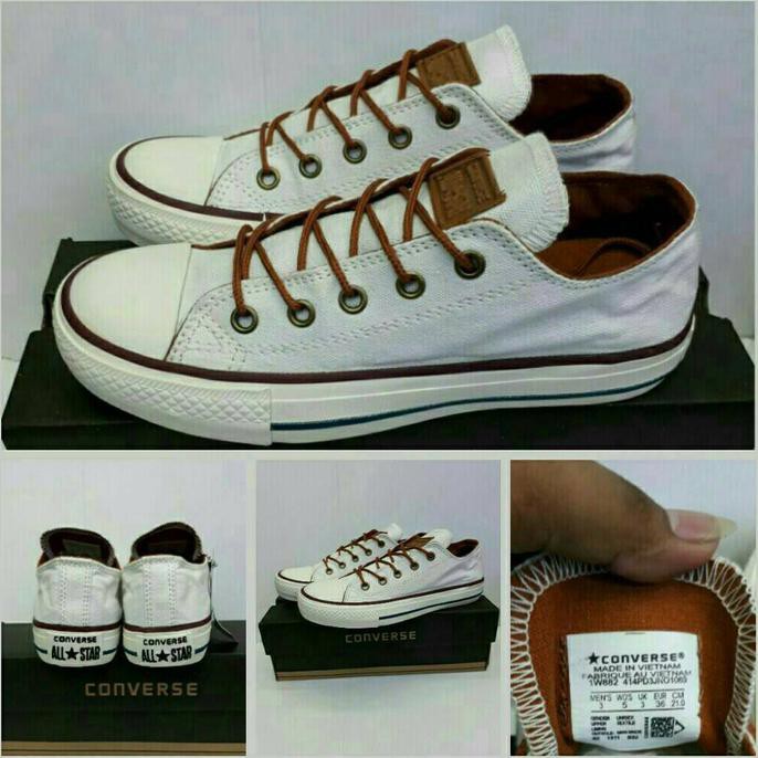 More Walk Sepatu Converse Allstar Kulit Unisex Size 36-43 - Putih, 36