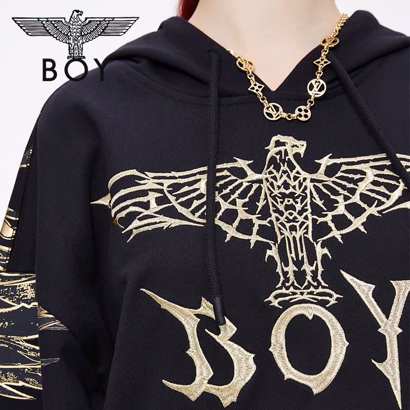 BOY84 SWEATER HOODIE BOY LONDON PRIA WANITA ASIA EROPA BIG LOGO WINGS GOLD