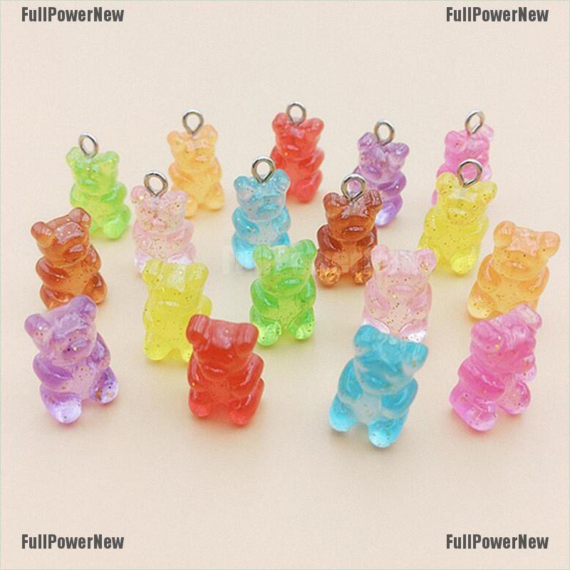 [FULLのJY] 10Pcs/Set  Acrylic Candy Color Bear Charms Pendants DIY Jewelry Making Craft