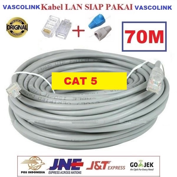 Kabel Lan Vascolink Cat 5 70 meter Siap Pakai/70M / 70meter UTP