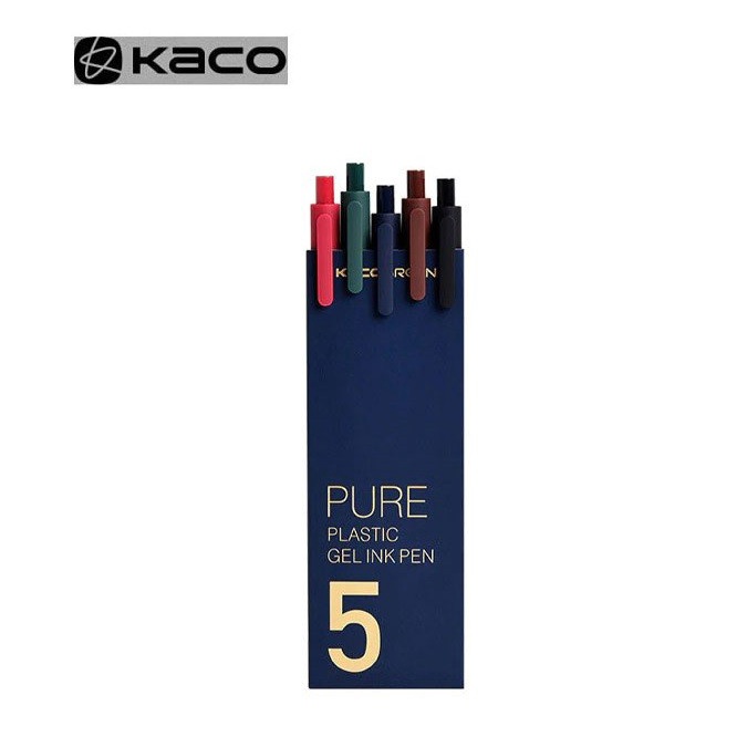 KACO PURE Vintage Gel Pen Pena Pulpen Bolpoin 0.5mm 5 PCS - K1015(Colorful Ink) - Mix Color