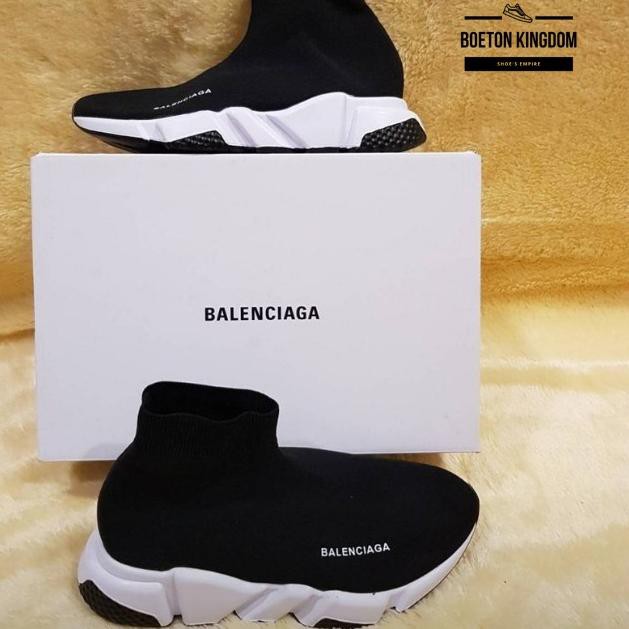 Great Sales Sepatu Balenciaga Top Speed Original Clear Sole white Black Premium Sneakers Pria Sneake