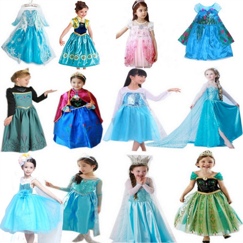 [BAYAR DITEMPAT]Children's Wear Xia Style Lace Splicing Sequins Dress Ice And Snow Strange Luck