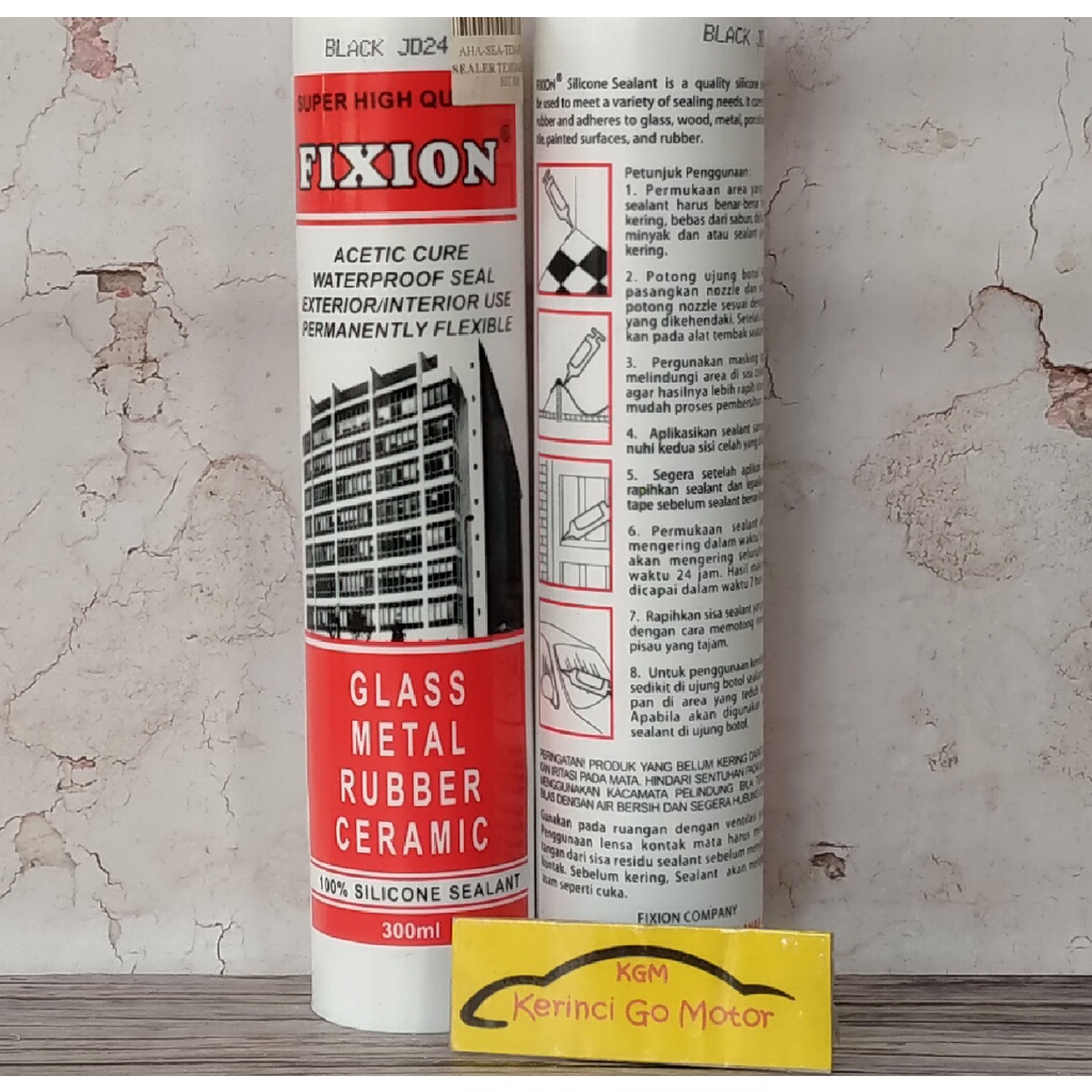 LEM TEMBAK HITAM FIXION SILICONE SEALANT 300ml LEM SEALER