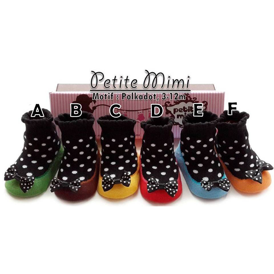 Kaos Kaki Anak Bayi Perempuan Polka Dot Pita Hijau Merah Kuning Biru