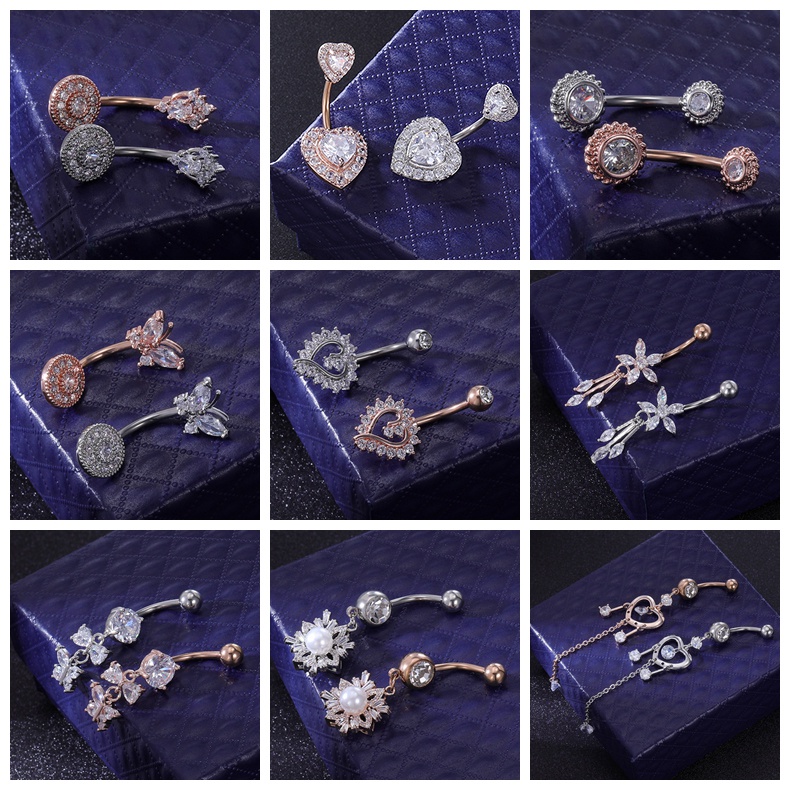 1pc Anting Tindik Perut / Pusar Model Kupu-Kupu / Hati Bahan Stainless Steel 316l Untuk Wanita