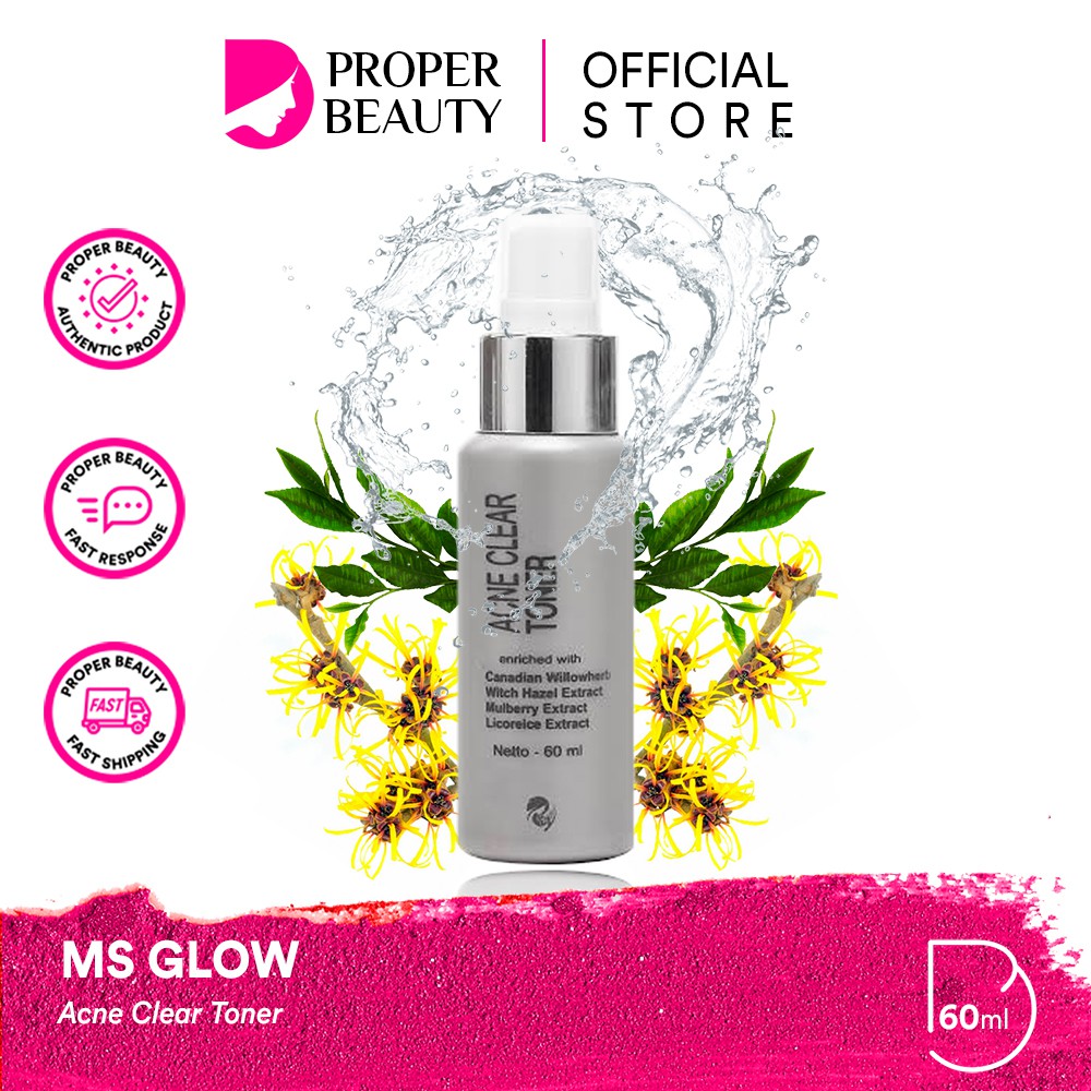 MS GLOW Acne Clear Toner Indonesia / Glowing Facial Wash Serum Night Cream Clay Mask Eye Gel Masker