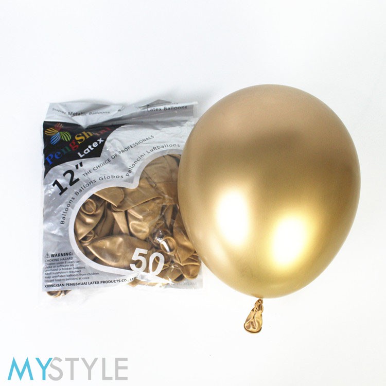 BALON LATEX METAL CHROME PACK (1 PACK = 50 PCS) METALIK 12 INCH TEBAL BALON PESTA ULANG TAHUN