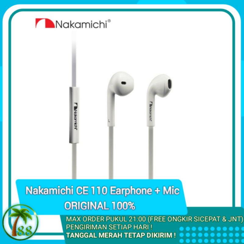 Nakamichi CE-110 Earphone + Mic Super Bass In-Ear Headset Original New