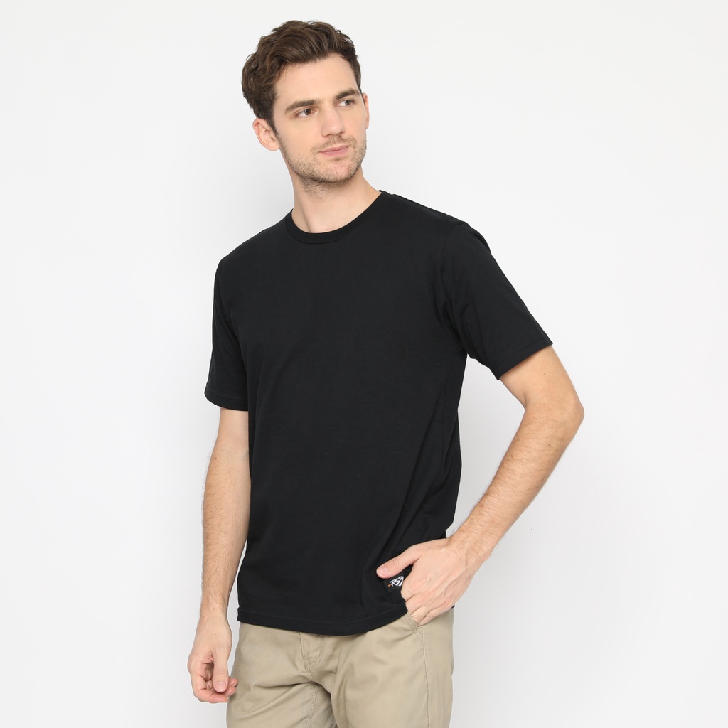 RS31 T-Shirt Black Basic - Kaos Polos Lengan Pendek Hitam Soft Combed 30s Super Big Size Jumbo