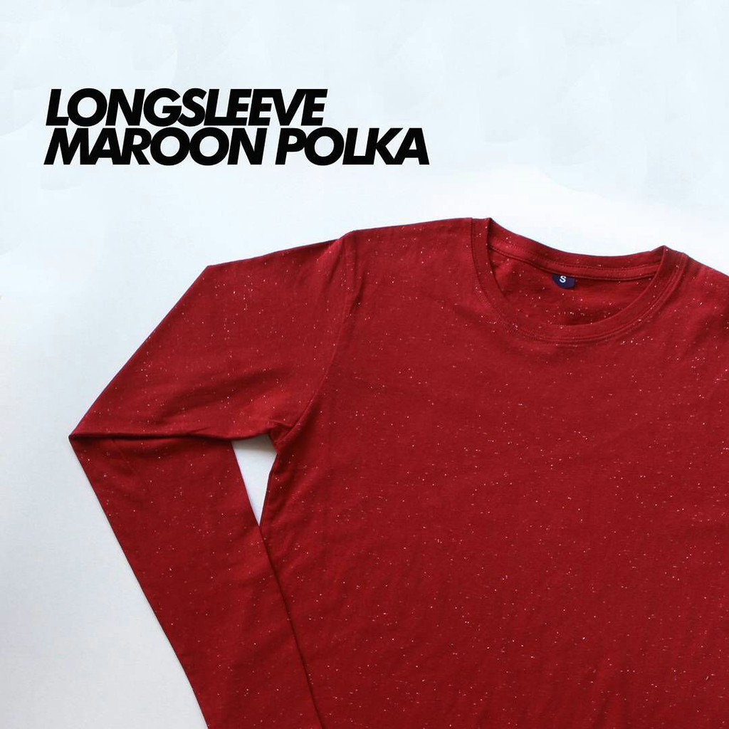 Baju Kaos Polos Lengan Panjang Maroon Polka Merah Maroon Motif Titik Polkadot Shopee Indonesia