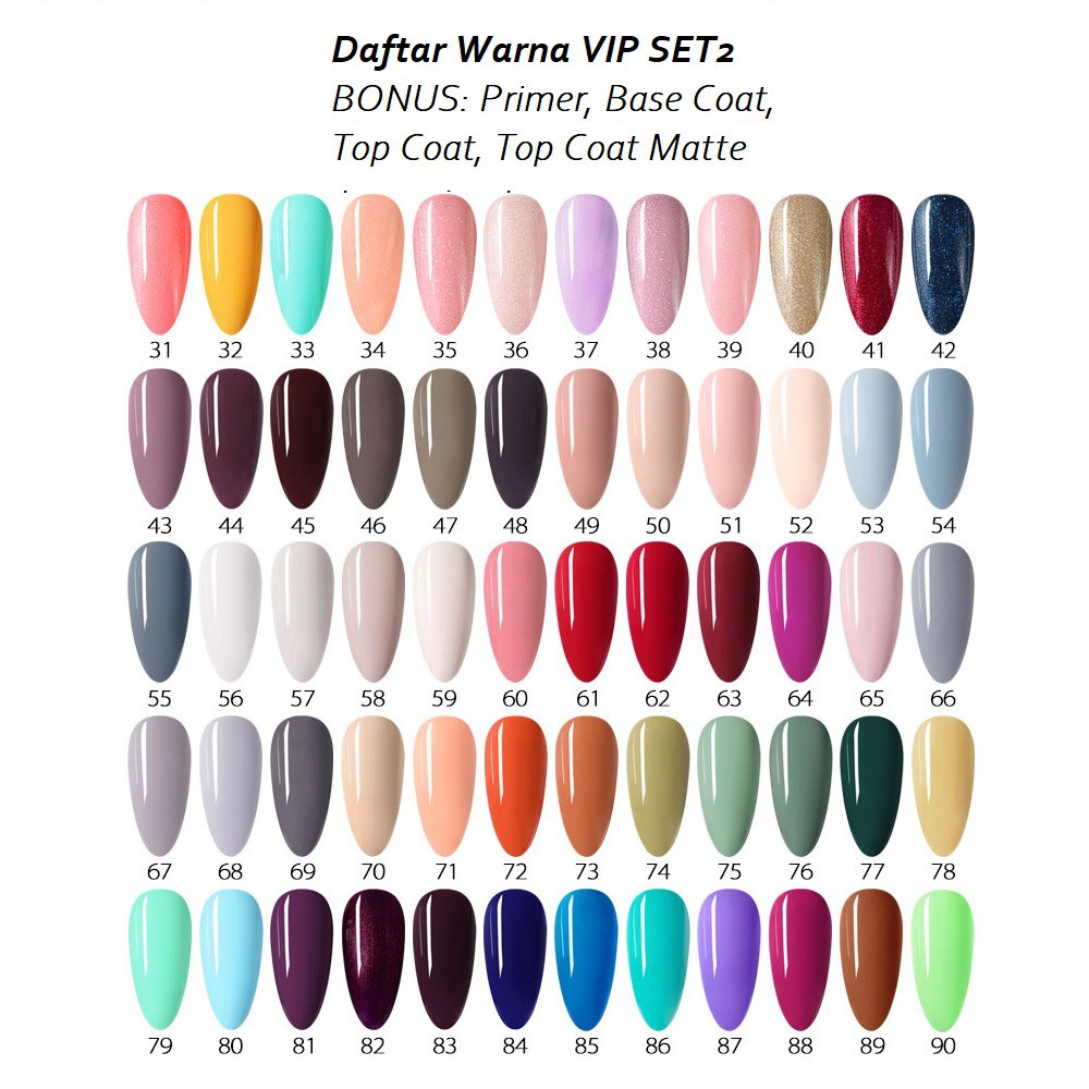 ORIGINAL VIP SET UV GEL Nail Polish 60pcs + Free Top Coat Base Coat