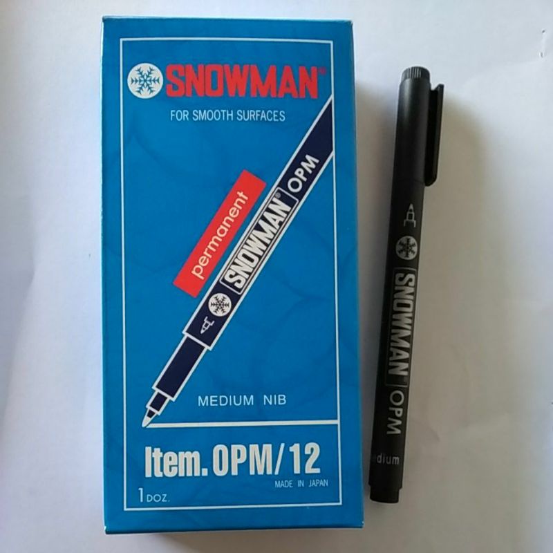 

Pen permanent SNOWMAN -OPM utk tulis diplastik,metal,poslen