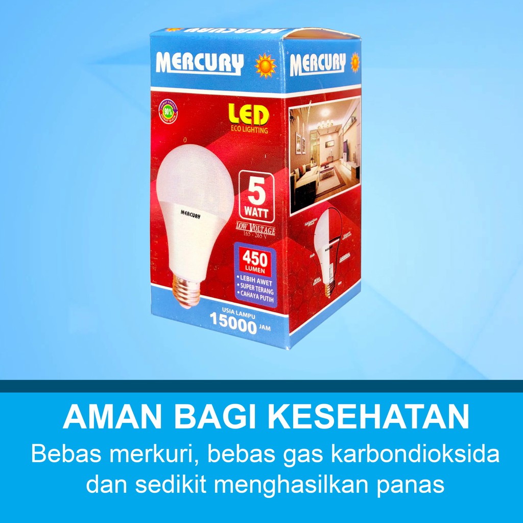 MERCURY LIGHTNING 5W Bohlam LED A Bulb Lampu LED 5 Watt 5 W GARANSI 3 THN ORIGINAL