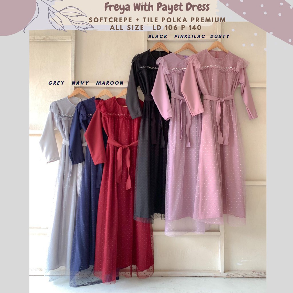 Freya Tile Dress /Dress Tile Ld 106 Ld 110/Gamis Tile Seragaman/Dress Tile Payet/Dress Tile Jumbo