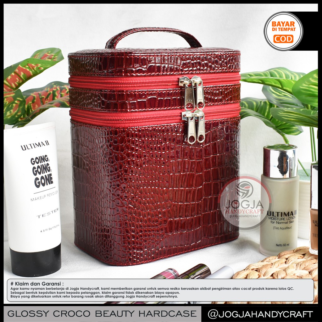 NEW Glossy Croco Edition - 2 Layer Travel Beautycase / Makeup Case / Tas Kosmetik Cosmetic Pouch