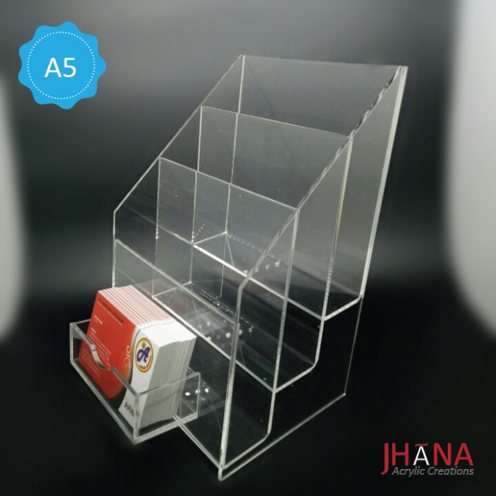 

READY Tempat Brosur 3 Susun Akrilik / acrylic Ukuran A5 TB40 + ID Card Hold BERKUALITAS