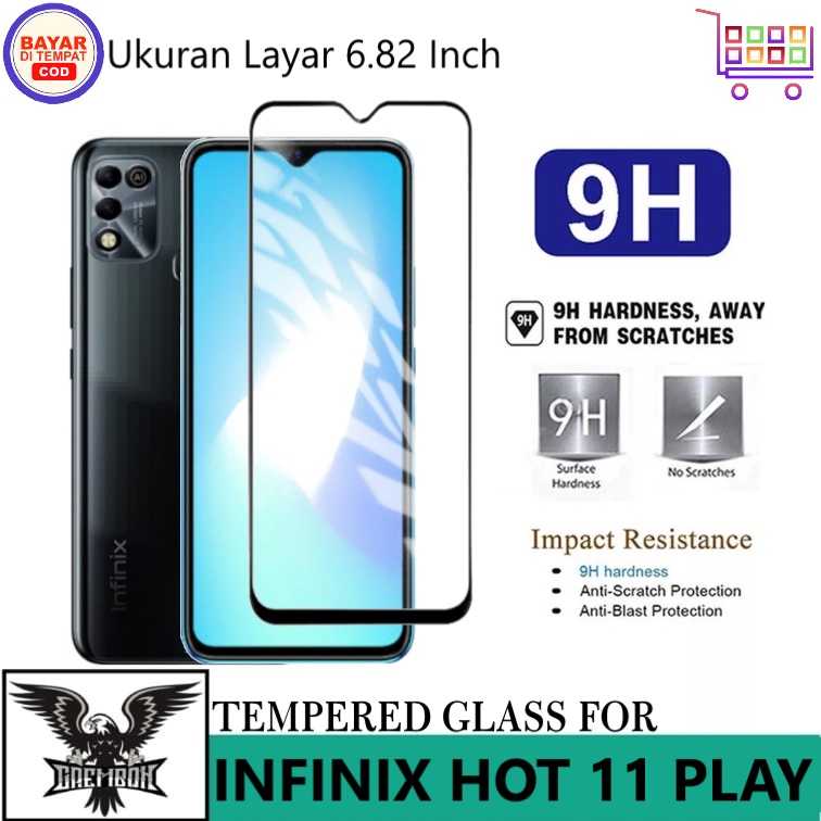 PROMO TEMPERED GLASS INFINIX HOT 11 PLAY ANTI GORES KACA LIST HITAM PREMIUM ANTI BEKAS SIDIK JARI