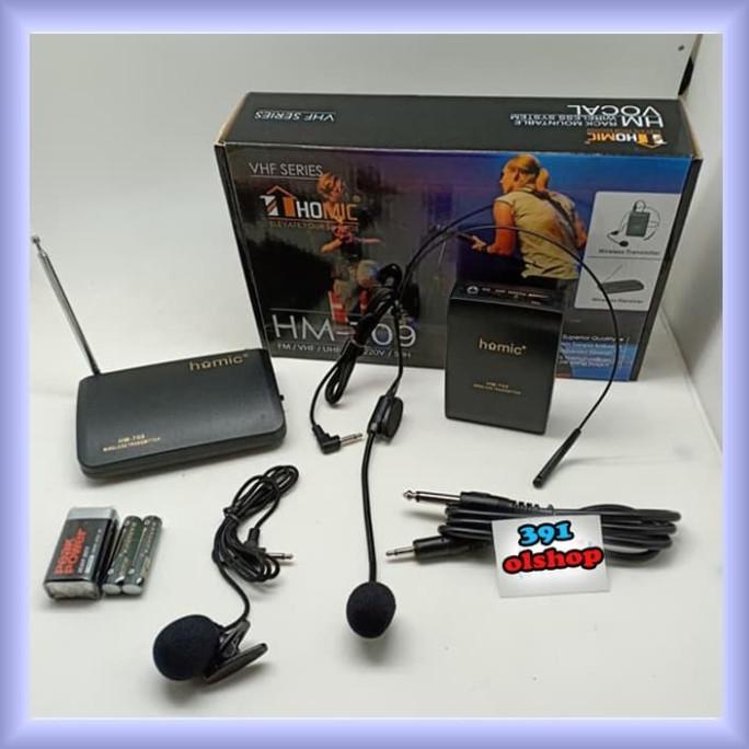 Mic wireless Mic Senam Mic imam masjid kancing jepit bando Homic HM709