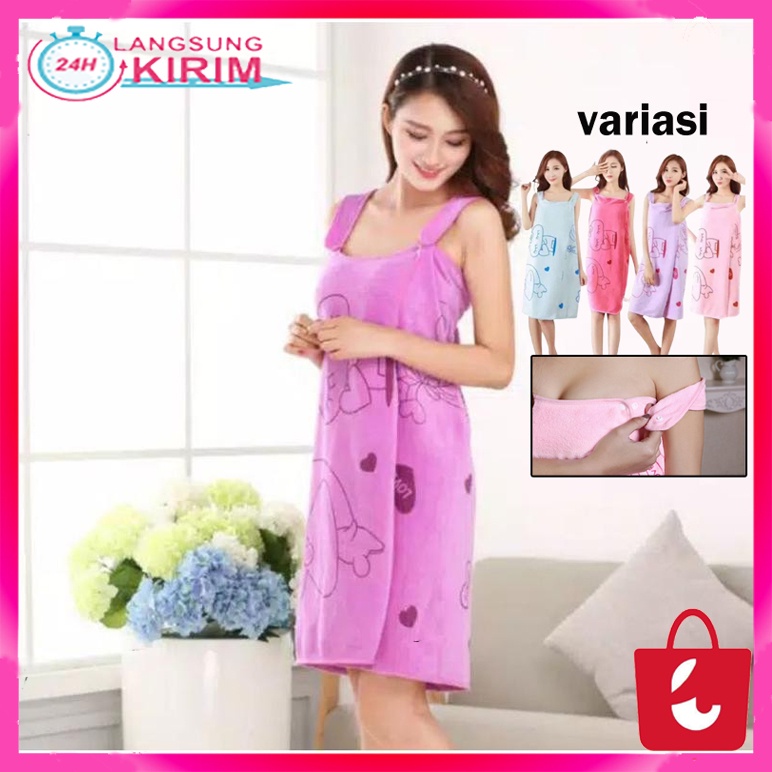 [BISA COD] Baju Handuk wanita Karakter Kimono Dewasa Multifungsi Perlengkapan Mandi