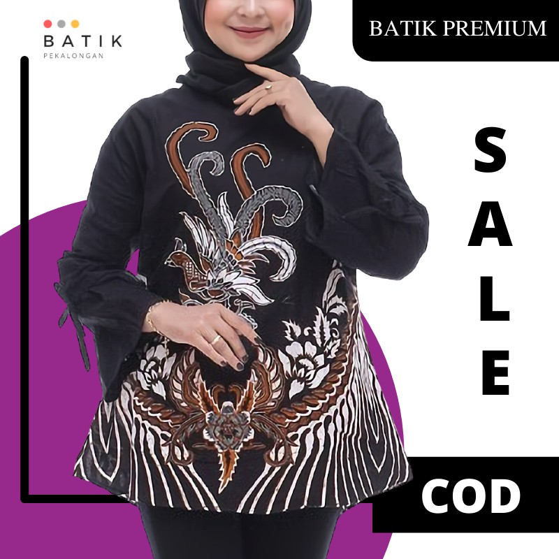 Atasan batik blouse wanita modern lengan panjang blouse batik cewek premium Pekalongan M L XL XXL