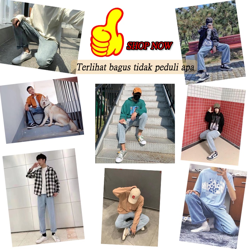 jeans korean style pria jeans pria loose straight pants oversize baggy pants pria celana panjang laki laki dewasa