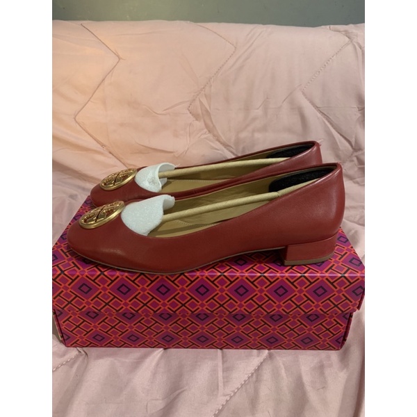 Tory Burch Chelsea 25mm Ballet Flat Shoes Maroon size 6.5