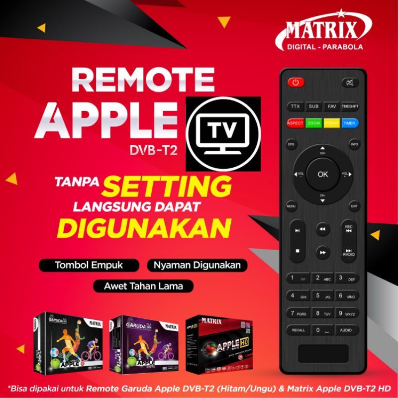 Remot stb matrix apple merah/set top box matrix hd merah