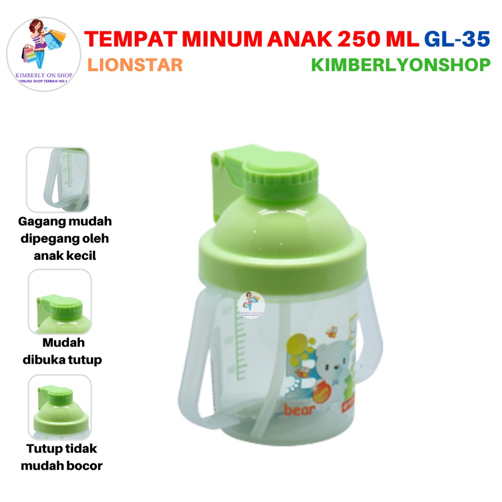 Botol Minum Anak Sedotan Anti Tumpah 250 ml GL 35 Lion Star