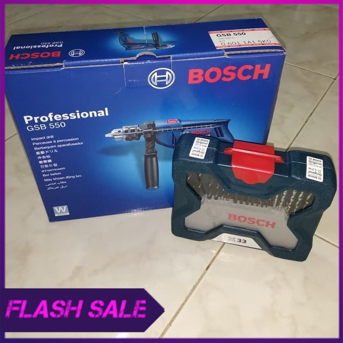 Bor Tembok   Bosch GSB 550   13mm   Bosch 33 X Line Set   Paket