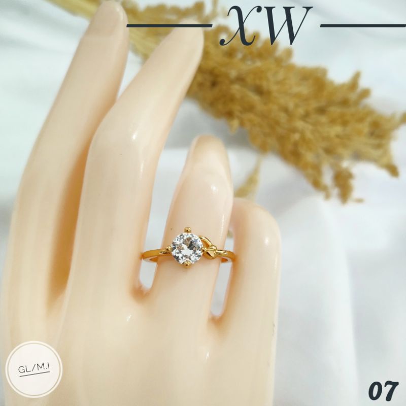 Cincin Yaxiya Mata Zircon Satu warna Gold C03083