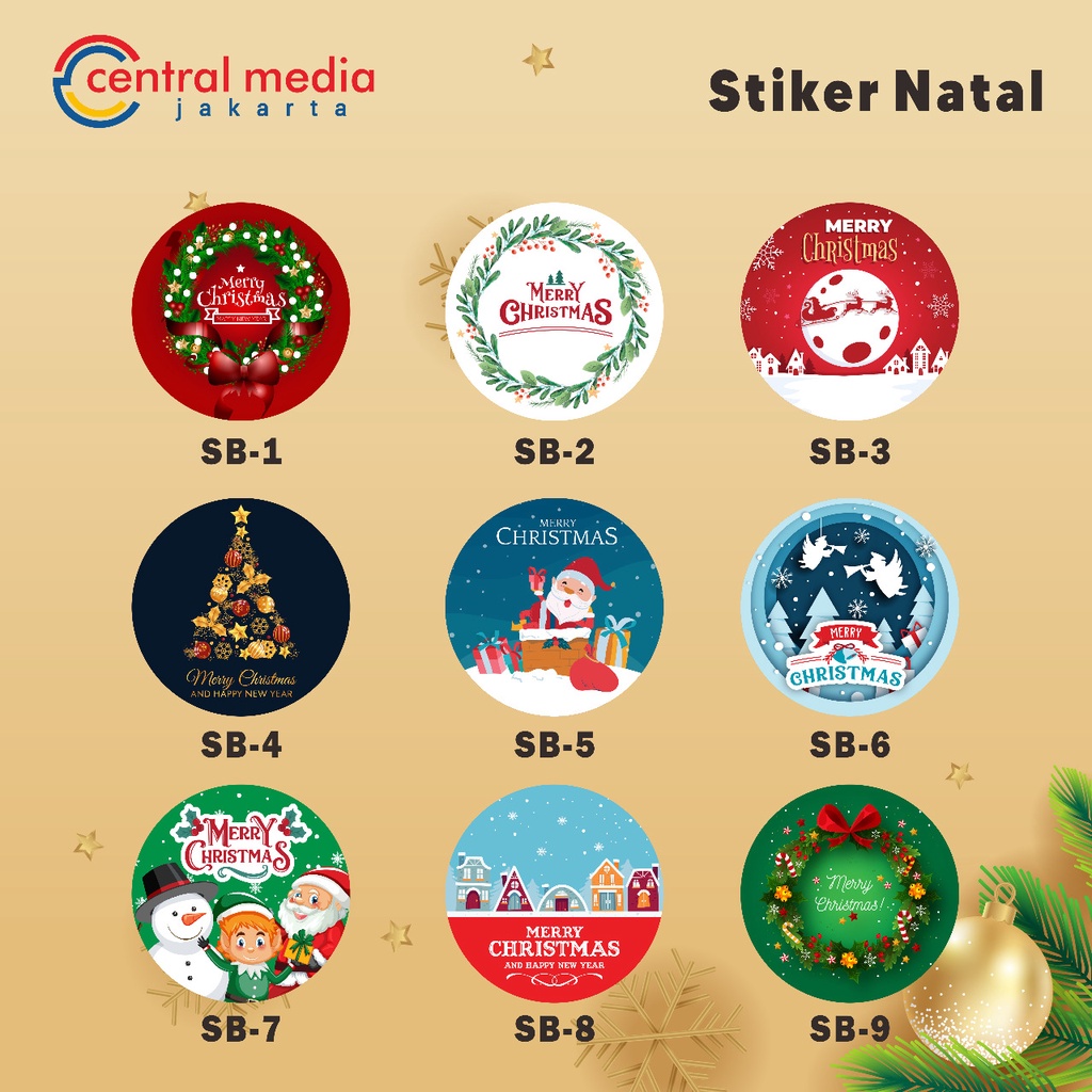 

Sticker Hampers Natal Bulat Stiker Christmas Label Toples Dus Box Kue