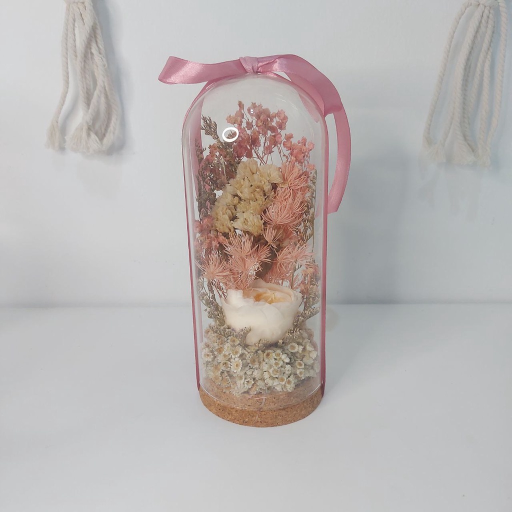 [Promo Besar] preserved flower dome aestetic - Flower Glass Dome Kado anniversary - bunga mawar dala