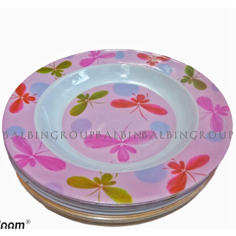 PIRING MAKAN 9INC SEMI MELAMINE MOTIF - SHING ISI 6 PCS