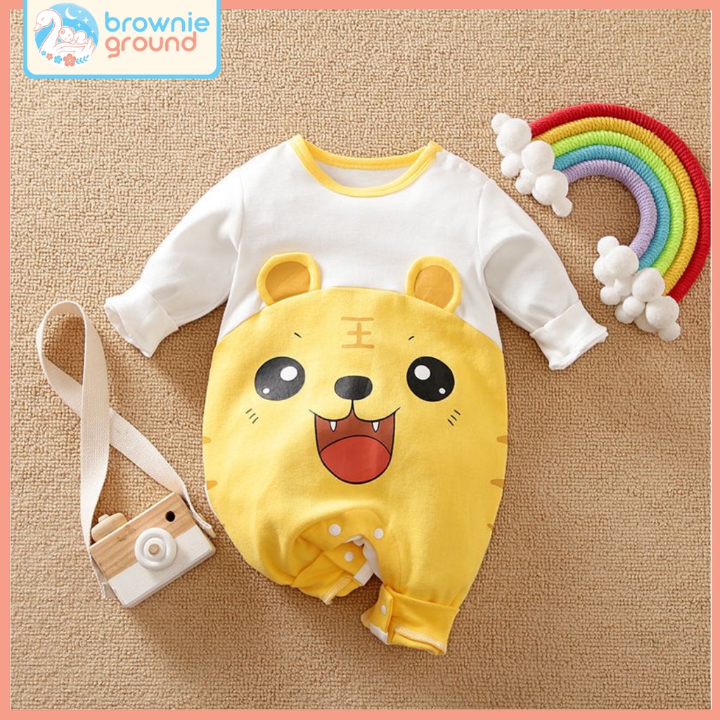 BROWNIEGROUND - Jumper bayi lengan panjang motif HARIMAU LUCU KUNING / baju bayi lengan panjang 0-2 tahun jumper baby korea