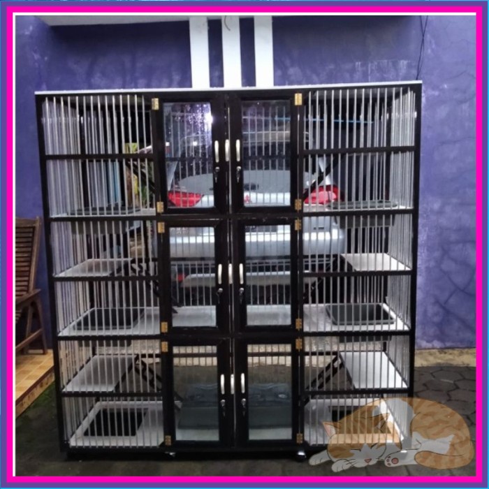Kandang Kucing Alumunium Pintu 6 Besar Tingkat 3 Jumbo Minimalis