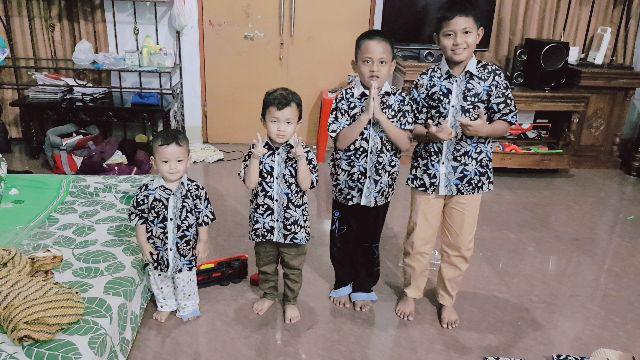 Batik Anak Size Terlengkap! Nivana Motif Kemeja Anak Blarak Jari Biru Hijau Merah Kid Fashion