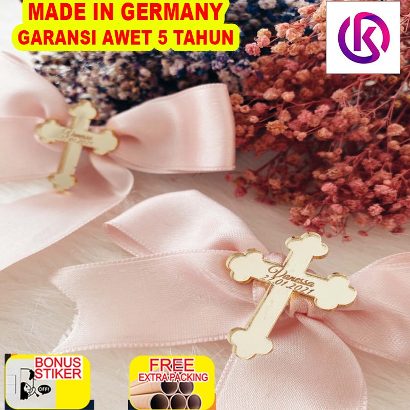 

Promo Custom Acrylic Mirror Tag Salib Baptis Hampers Tag Akrilik Hiasan - Gold Mirror