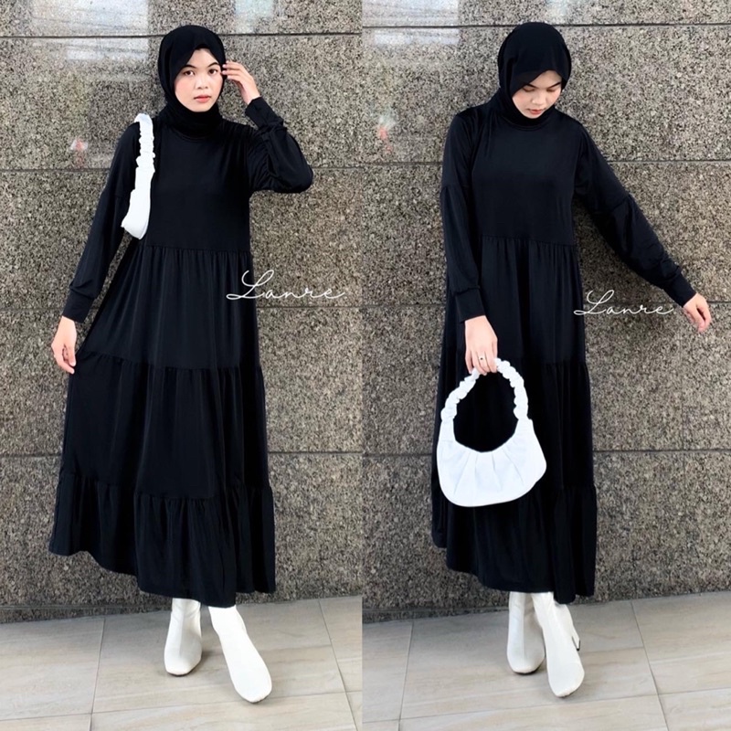 REMPEL BASIC lengan panjang - Basic inner rempel dress flare bahan Jersey - Iner Gamis Wanita Tebal Nyaman