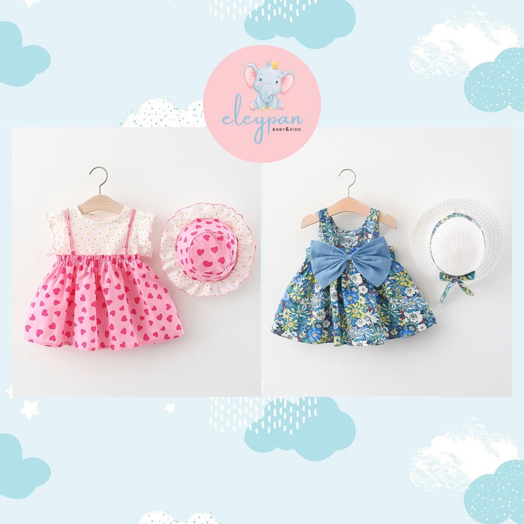[eleypan.kids] Dress Anak BONUS TOPI IMPORT Quality Dress Summer Anak Terusan Tanpa Lengan Impor