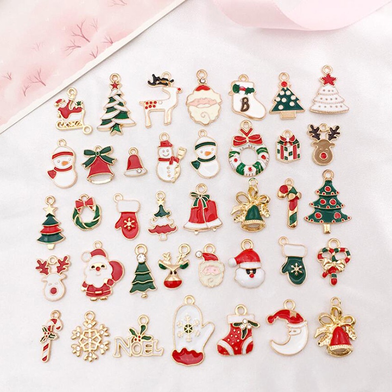 1 Set Liontin Gantung Enamel Seri Natal Warna-Warni Untuk Membuat Perhiasan Handmade DIY