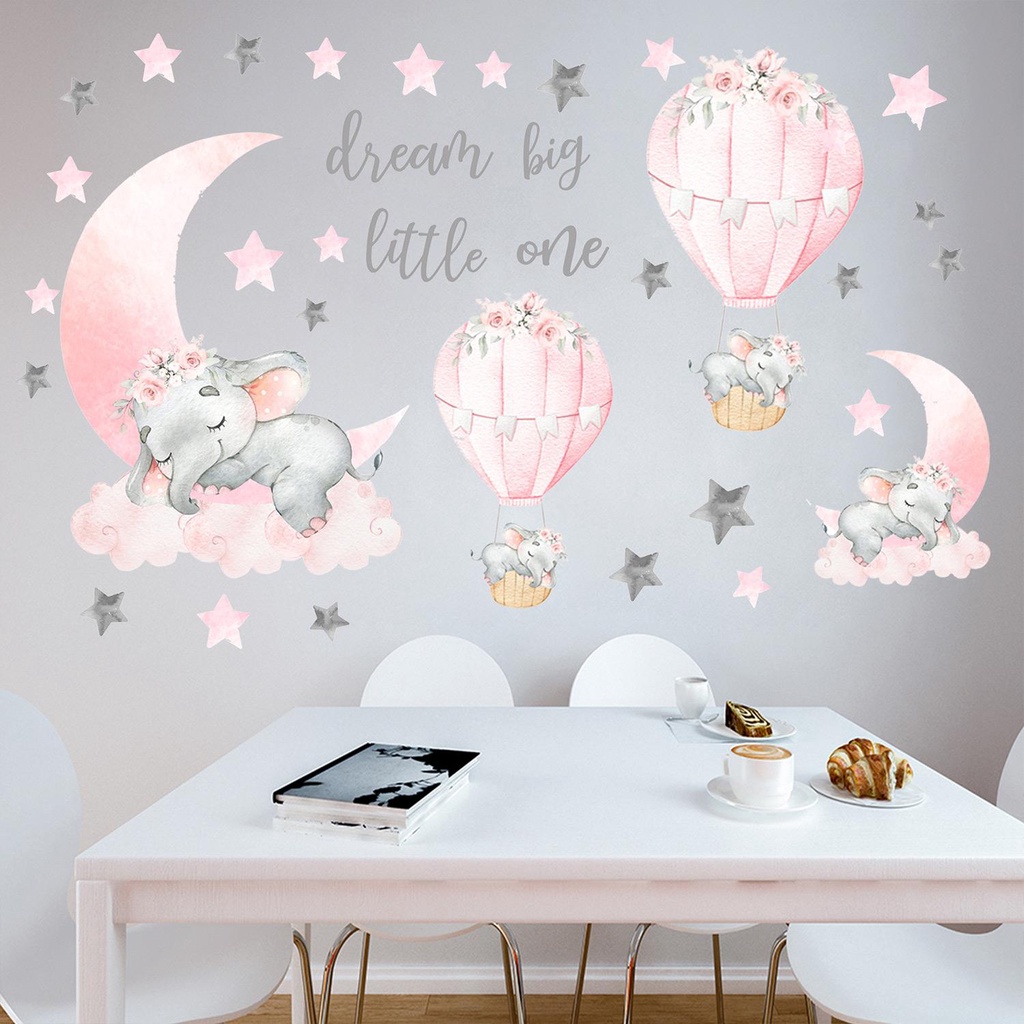 Solighter Wall Decals Peel And Stick Bulan Bintang Gajah