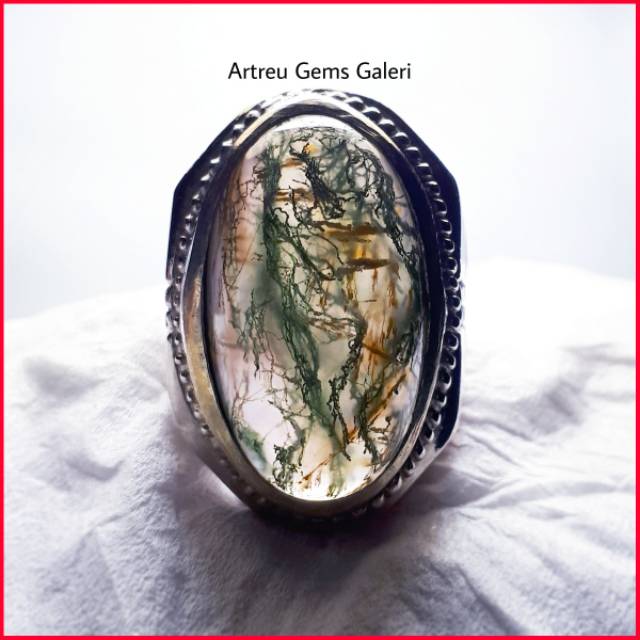 Batu Akik Chalcedony Unik Antik Cendana Serat Emas Mix Moss Agate (LIMITED EDITION)