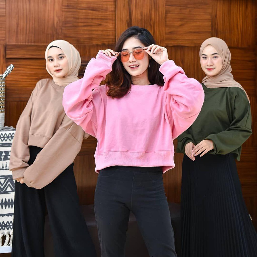 Nara Grosir - Oversize Crop Sweater l Sweater Wanita Terbaru