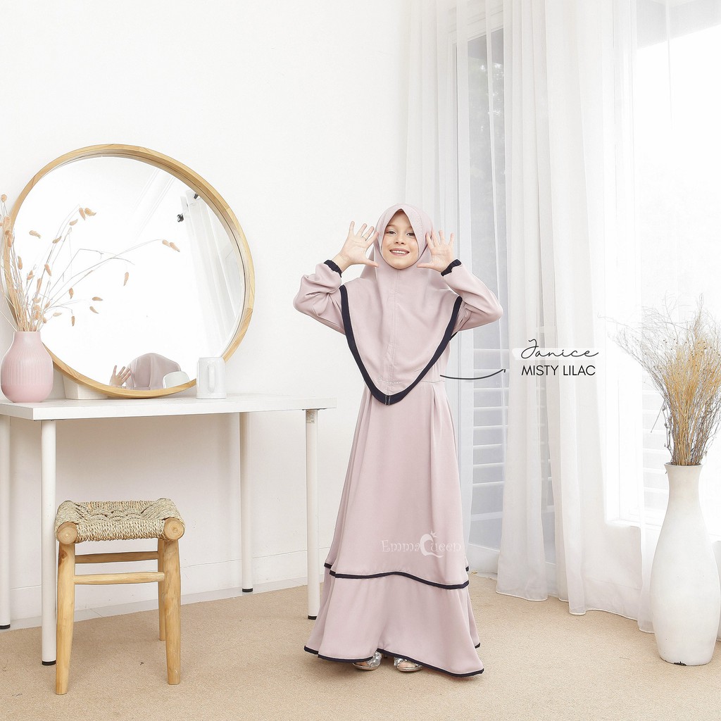 EmmaQueen - Set Dress Muslim Anak Janice-Misty Lilac
