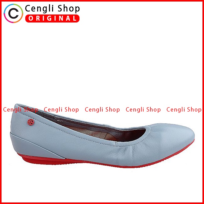 SEPATU FLAT KULIT HUSH PUPPIES WANITA ORIGINAL TERBARU BIRU HW10