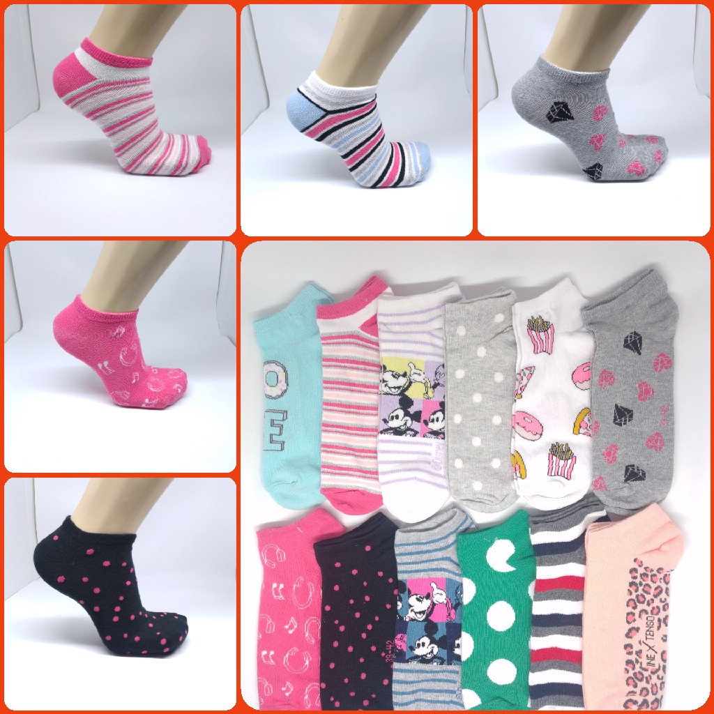 Kaos kaki pendek matakaki warna polos / Ankle socks pria wanita dewasa unisex-motif random
