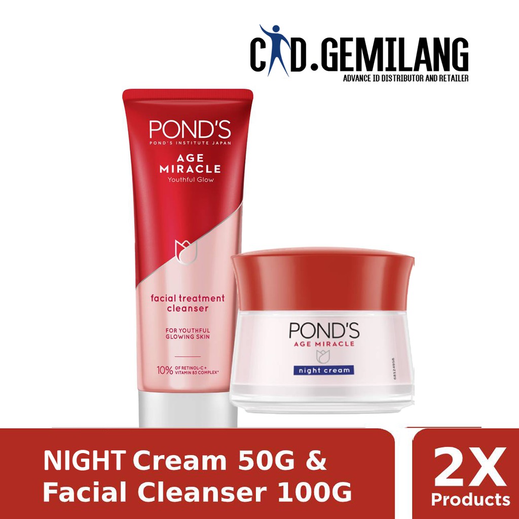 (QH) [EXCLUSIVE] PONDS AGE MIRACLE NIGHT CREAM 50G & FACIAL FOAM 100G PONDS AGE MIRACLE 50 G 100 G