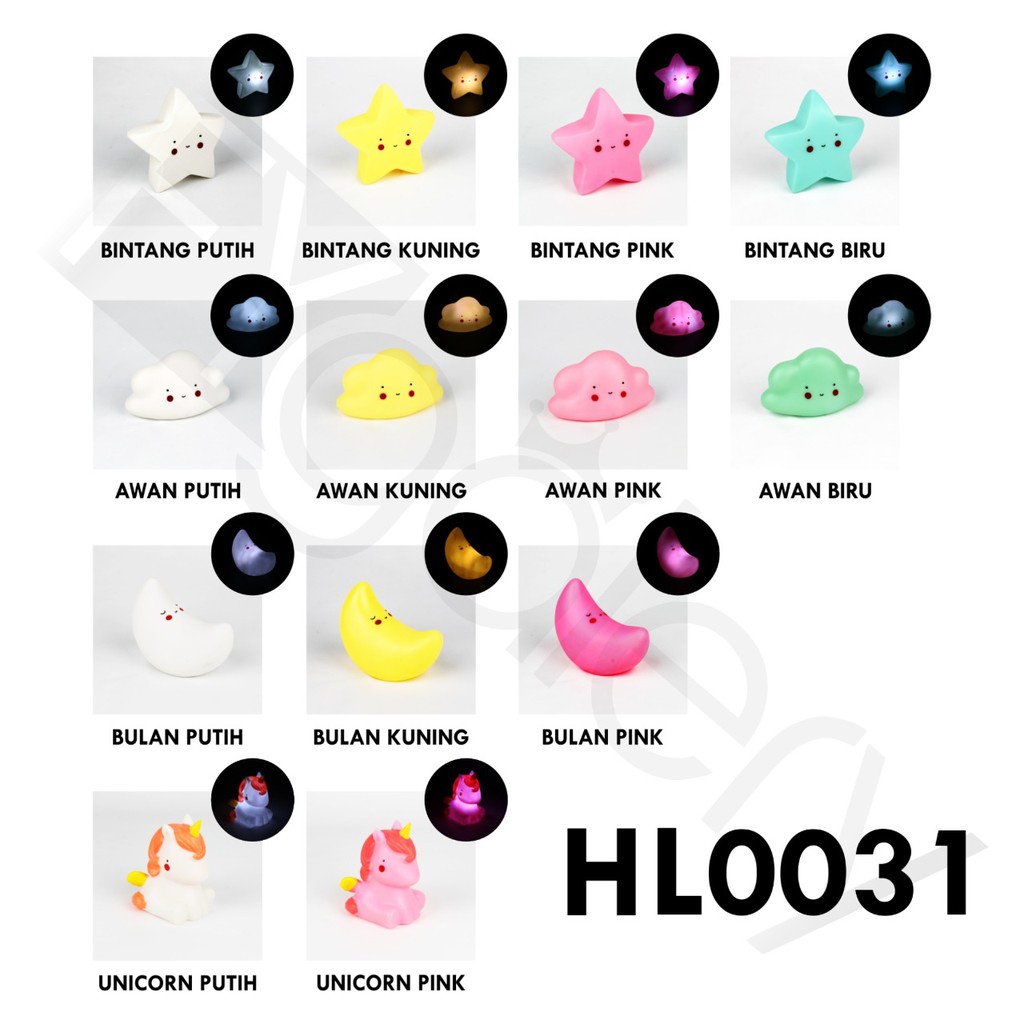 Retaily HL0031 Lampu Tidur Motif Awan Bulan Bintang Lampu Tidur Batrai LED Lampu Tidur Unik